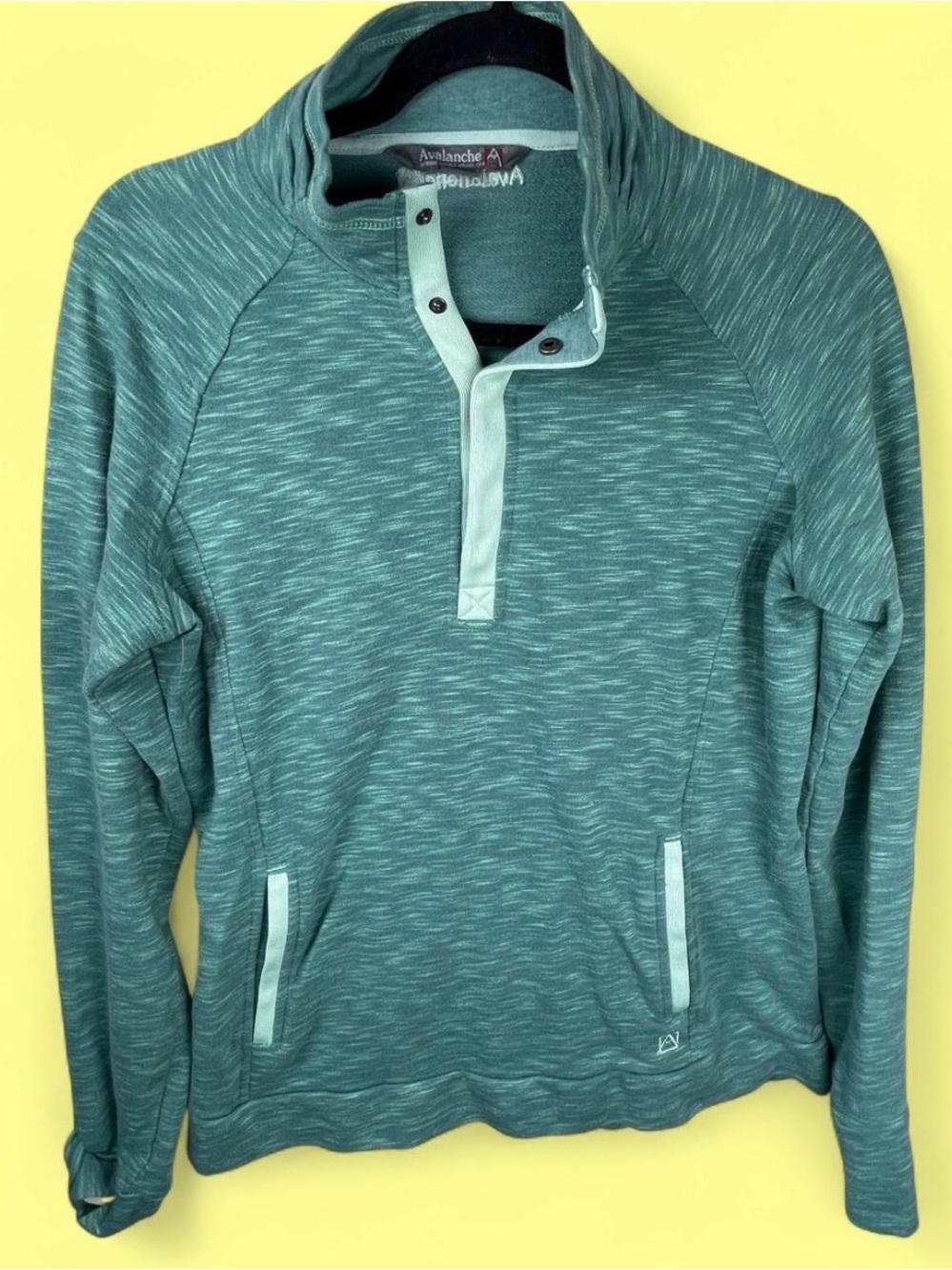 Avalanche women’s Teal Heather Quarter-Snap Pullover Sweater